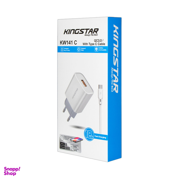 شارژر دیواری 18 وات کینگ استار مدل KW141C به همراه کابل USB-C