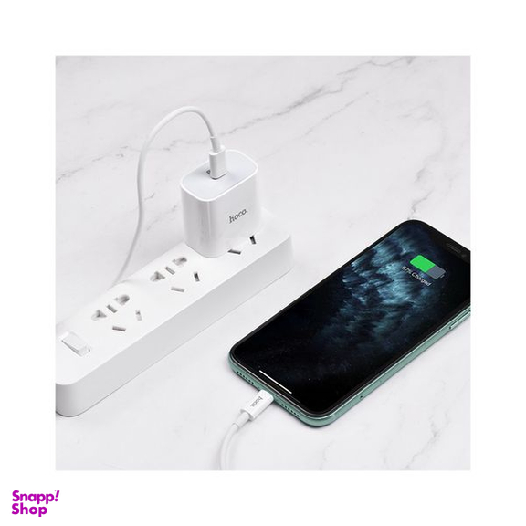 شارژر دیواری 20 وات هوکو مدل C76 PD به همراه کابل لایتنینگ