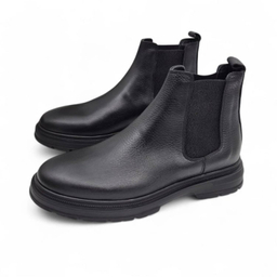 نیم بوت طبی مردانه چرم ریباری مدل Z29 رنگ مشکی