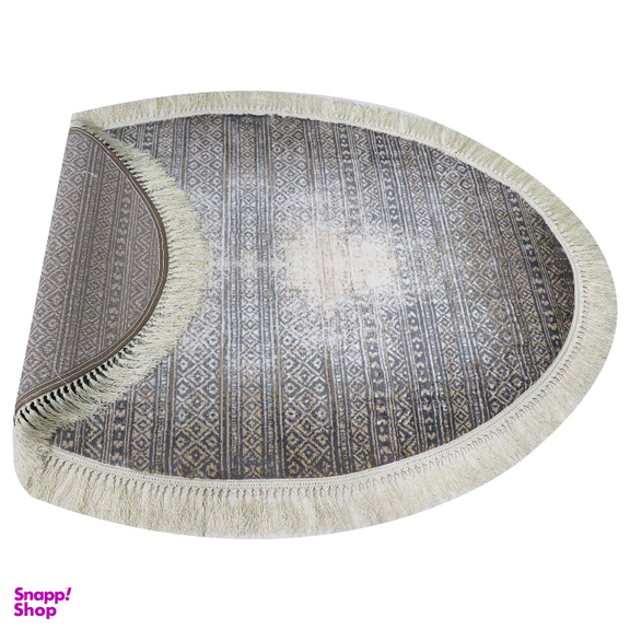 فرش بیضی طرح مراکش رنگ زمینه طوسی