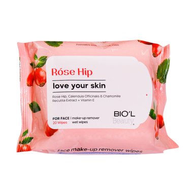 دستمال مرطوب پاک کننده آرایش صورت بیول مدل Rose Hip بسته 20 عددی