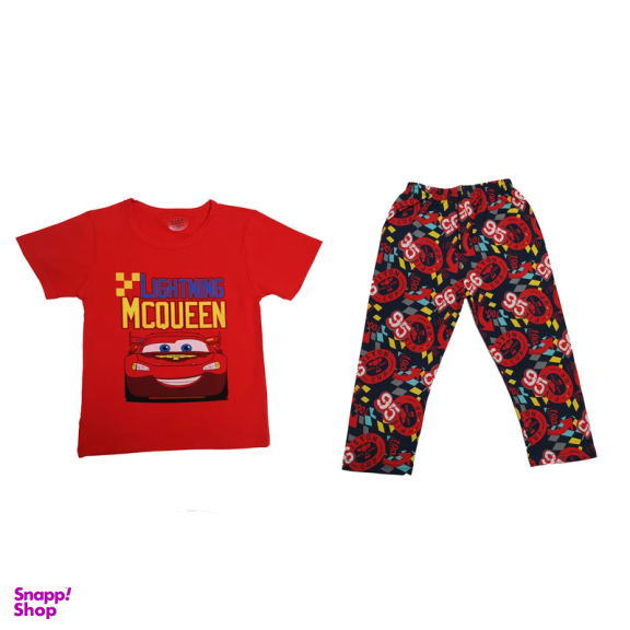 ست تیشرت و شلوار پسرانه مدل 2024 رنگ قرمز