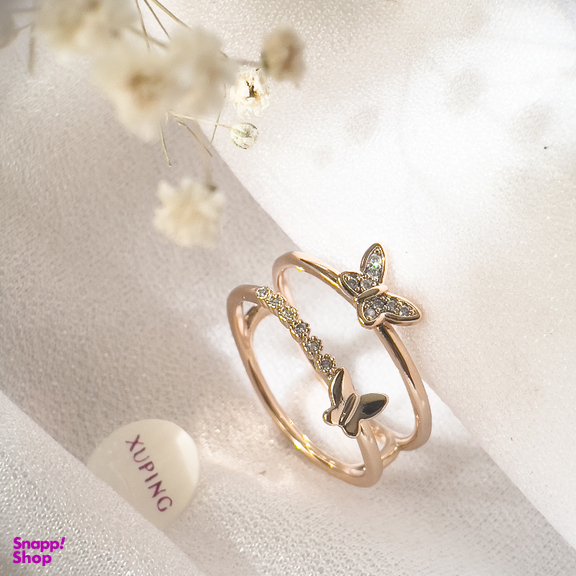 انگشتر ژوپینگ مدل دو لاین پروانه نگین دار کد XWR0022