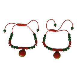 دستبند مرواریدی دخترانه طرح هندوانه ای کد 31310 مجموعه ۲ عددی