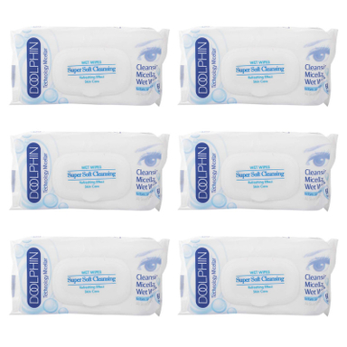 دستمال مرطوب دلفین مدل Skin Care مجموعه 6 عددی