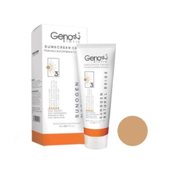 کرم ضد آفتاب رنگی ژنوبایوتیک با SPF50 رنگ بژ طبیعی مناسب پوست چرب و مختلط
