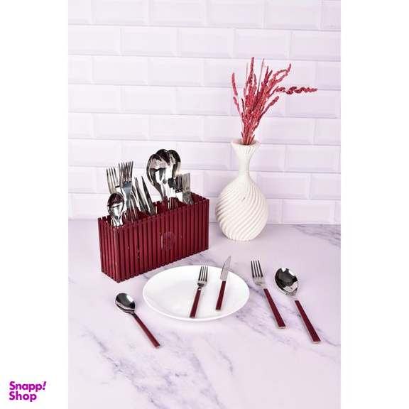 سرویس قاشق و چنگال 31 پارچه سی اند اس طرح چوبی