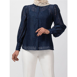 شومیز زنانه برنس مدل دلارا رنگ سرمه ای