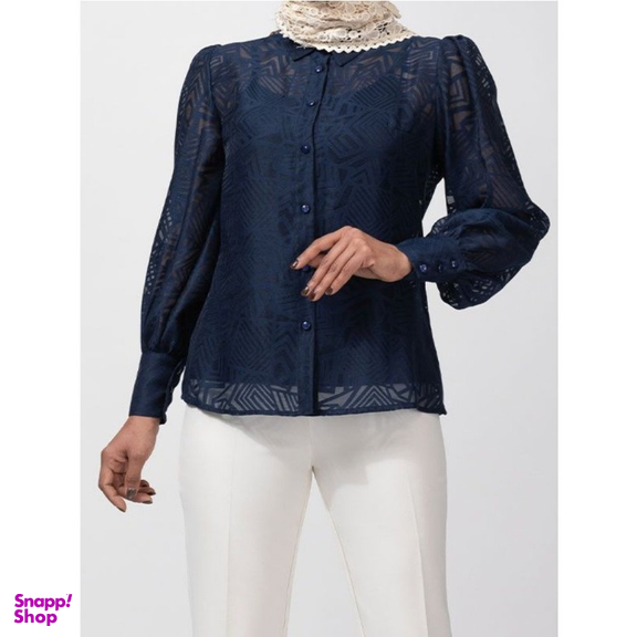 شومیز زنانه برنس مدل دلارا رنگ سرمه ای