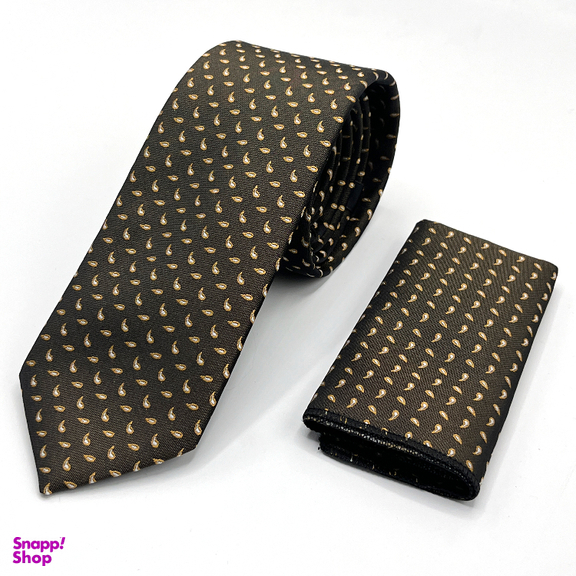 ست کراوات و دستمال جیب لوییس کاوالی طرح بته جقه ریز کد 330