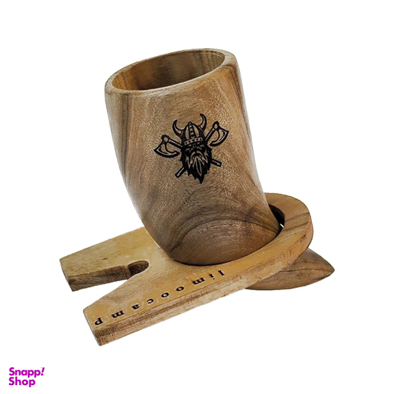 لیوان چوبی لیمو کمپ مدل مینی شاخ وایکینگی طرح وایکینگ