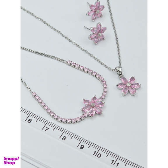 نیم ست زیور زنانه وای اس ایکس مدل کریستال سواروسکی طرح گل کد swsr1769