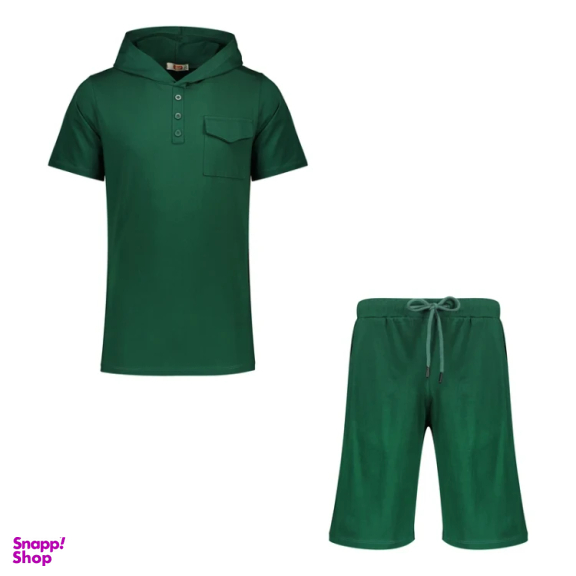 ست تیشرت و شلوارک مردانه مادر مدل تاکو کد AM-MA-Taco-P رنگ سبز