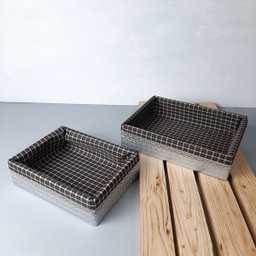 سبد نان و سبزی مدل چوب و چرم کد T1099T مجموعه 2 عددی