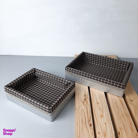 سبد نان و سبزی مدل چوب و چرم کد T1099T مجموعه 2 عددی