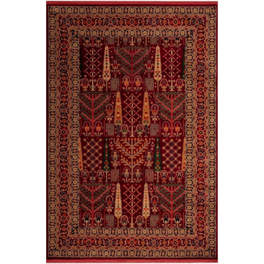 فرش ماشینی بزرگمهر کلکسیون آریا طرح 78117 رنگ شرابی