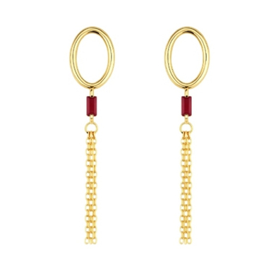 گوشواره طلا 18 عیار زنانه مدل بیضی آویز دار کد 1095