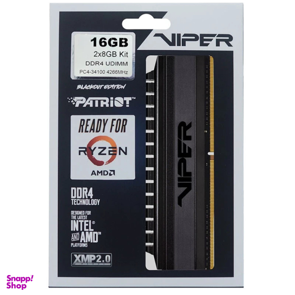 رم دسکتاپ DDR4 دوکاناله 4400 مگاهرتز CL18 پتریوت مدل Viper 4 Blackout Series ظرفیت 8 گیگابایت بسته 2 عددی