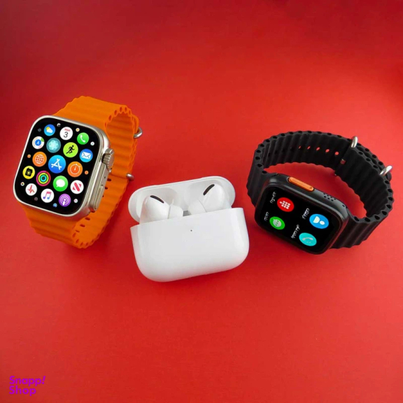 ساعت هوشمند ورنا مدل W49 Ultra مجموعه 7 بندی به همراه هندزفری مدل Airpod Pro