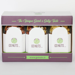 آجیل هدیه گلبر 3 مخلوط و بادام درختی و بادام هندی گوناتس وزن 900 گرم