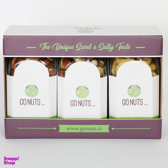 آجیل هدیه گلبر 3 مخلوط و بادام درختی و بادام هندی گوناتس وزن 900 گرم