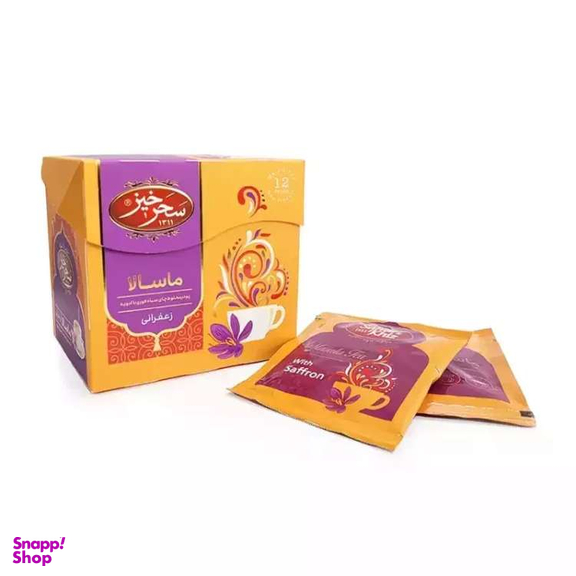 چای ماسالا زعفرانی سحرخیز بسته ۱۲ عددی