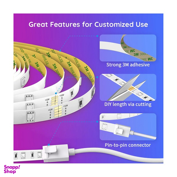 ریسه هوشمند گووی مدل RGB Smart WiFi + Bluetooth LED Strip H6110 سایز 10 متر
