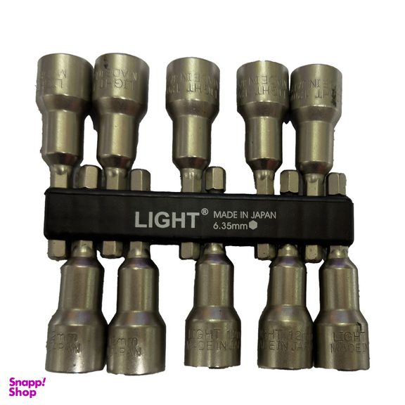 آچار بکس شیروانی لایت مدل SMT-LIGT-JAPAN-MN-1265-1/4-12*65mm سایز 12-1/4 میلی متر مجموعه 10 عددی