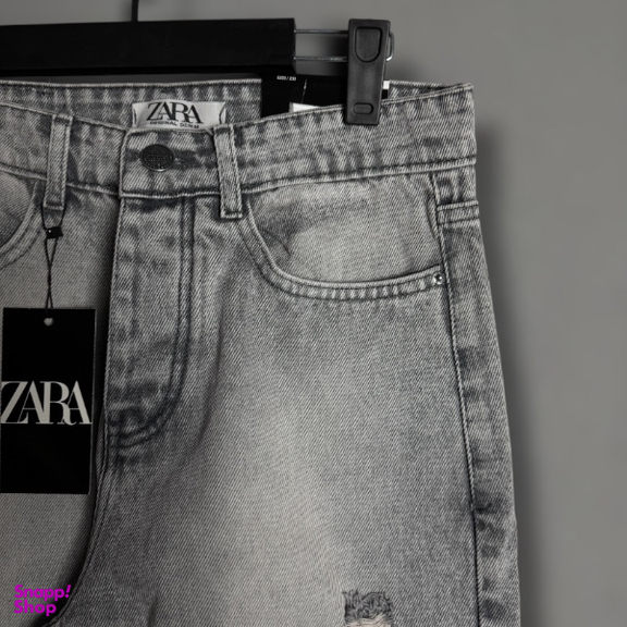 شلوار مام فیت مردانه طرح ZARA کد 1954 رنگ‌ طوسی روشن