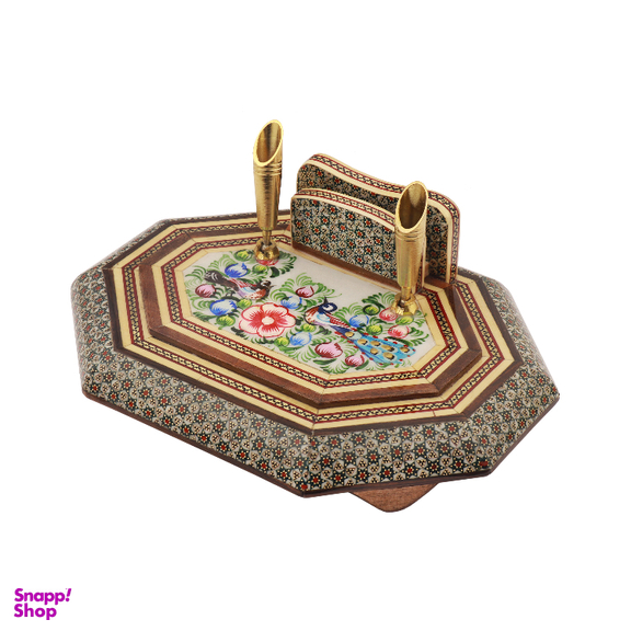 جاقلمی خاتم کاری طرح گل و مرغ کد 01