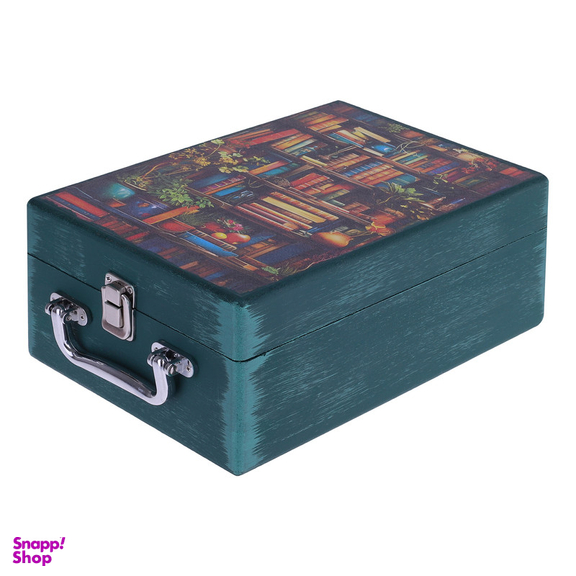 جعبه هدیه مدل چمدان چوبی طرح کتابخانه کهن کد WSM002