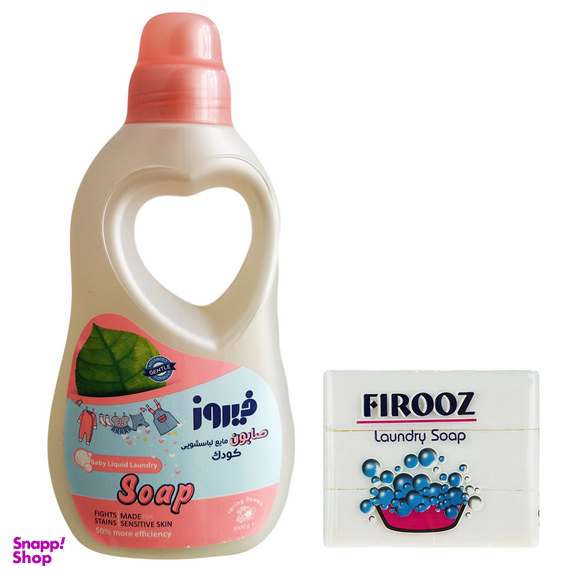 صابون مایع لباسشویی فیروز مدل گل های بهاری وزن 1000 گرم و صابون لباسشویی فیروز مدل نارگیل وزن 360 گرم