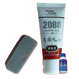 واکس کفش بی رنگ و مشکی مرمر مدل 2080 به همراه ابر مگا و بوگیر کفش