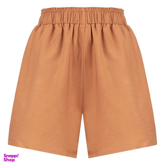 شلوارک زنانه سرژه مدل کمر کش جیب دار 229127 رنگ شتری