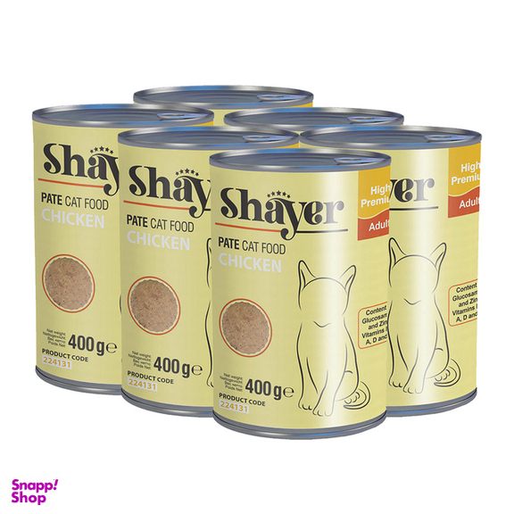 کنسرو غذای گربه شایر مدل مرغ کد sh312 وزن 400 گرم بسته 6 عددی