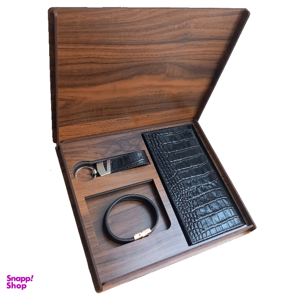 ست هدیه چرم طبیعی 3 تکه مردانه مدل sarvakcharm کد 3353