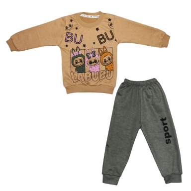 ست سویشرت آستین بلند و شلوار راحتی دخترانه چیندکا مدل لبوبو کد 1022