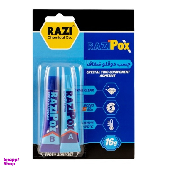 چسب دوقلو شفاف رازی مدل اپوکسی وزن 16 گرم