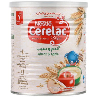 سرلاک گندم و سیب مناسب کودکان از پایان 7 ماهگی وزن 400 گرم
