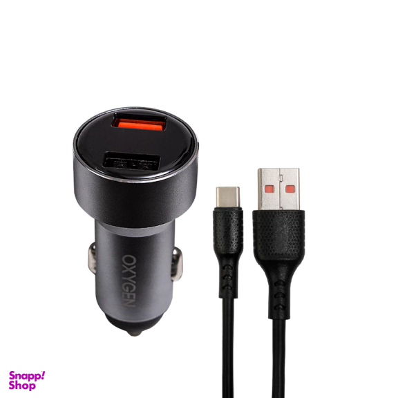 شارژر فندکی 18 وات اکسیژن مدل AC-09 به همراه کابل تبدیل USB-C