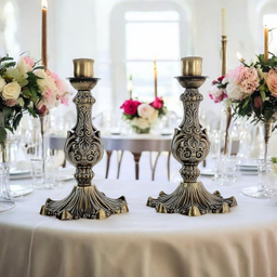 جاشمعی برنجی طرح آنتیک مجموعه 2 عددی