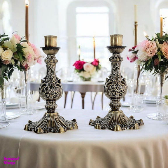 جاشمعی برنجی طرح آنتیک مجموعه 2 عددی