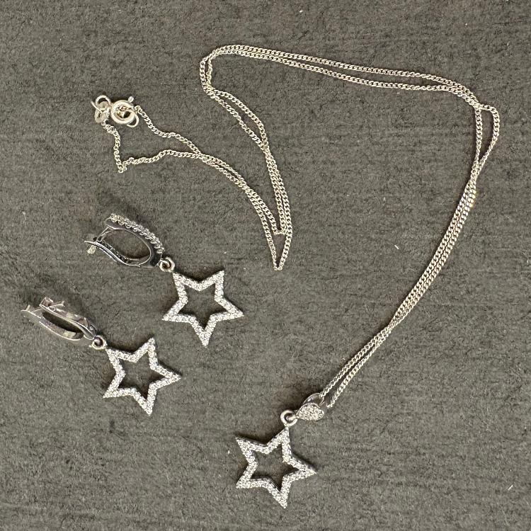 نیم ست نقره زنانه گیرا مدل ستاره کد G981