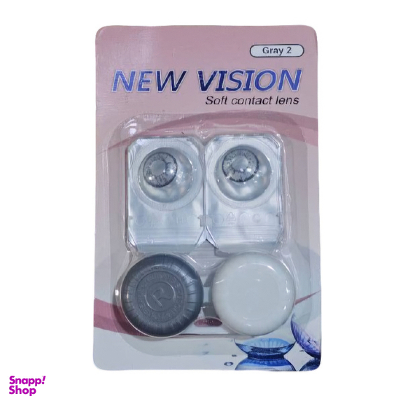 لنز چشم روزانه نیوویژن رنگ طوسی یخی دور مشکی شماره 101 به همراه جالنزی