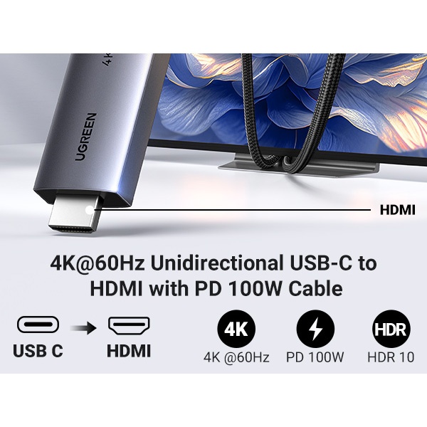 کابل Type-C به HDMI یوگرین مدل CM675-55330 4K طول 2 متر