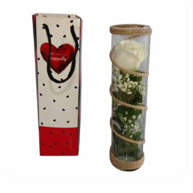 شاخه گل طبیعی رز کد 84 به همراه بگ