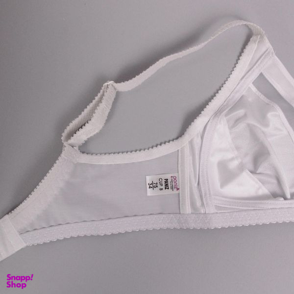 ست شورت و سوتین زنانه پانیذ مدل ساتن وسط توری بدون فنر کد 4648 رنگ سفید