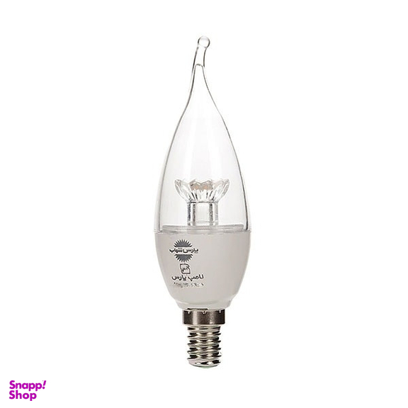 لامپ ال ای دی شمعی 6 وات پارس شهاب مدل اشکی لنز ستاره ای پایه E14 بسته 20 عددی