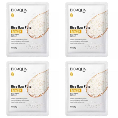 ماسک صورت بایو آکوا مدل برنج وزن 25 گرم مجموعه 4 عددی