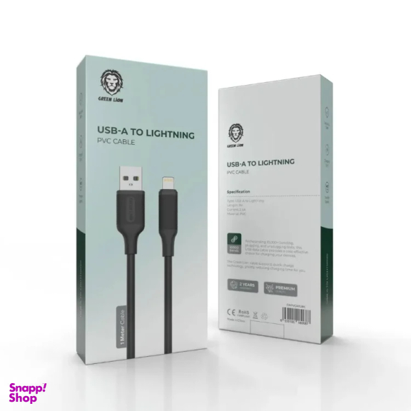 کابل شارژ USB به Lightning گرین لاین مدل 2.4A PVC طول 1 متر